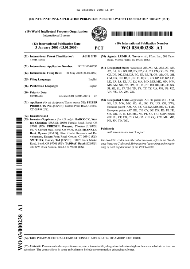 Document de brevet canadien 2448825. Abrégé 20031127. Image 1 de 1