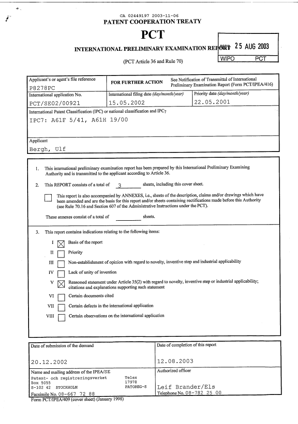 Document de brevet canadien 2449197. PCT 20031106. Image 2 de 6