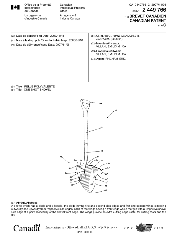 Canadian Patent Document 2449766. Cover Page 20071011. Image 1 of 1