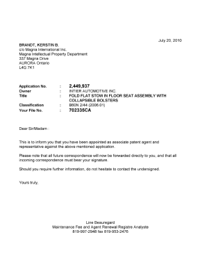 Document de brevet canadien 2449937. Correspondance 20100720. Image 1 de 1