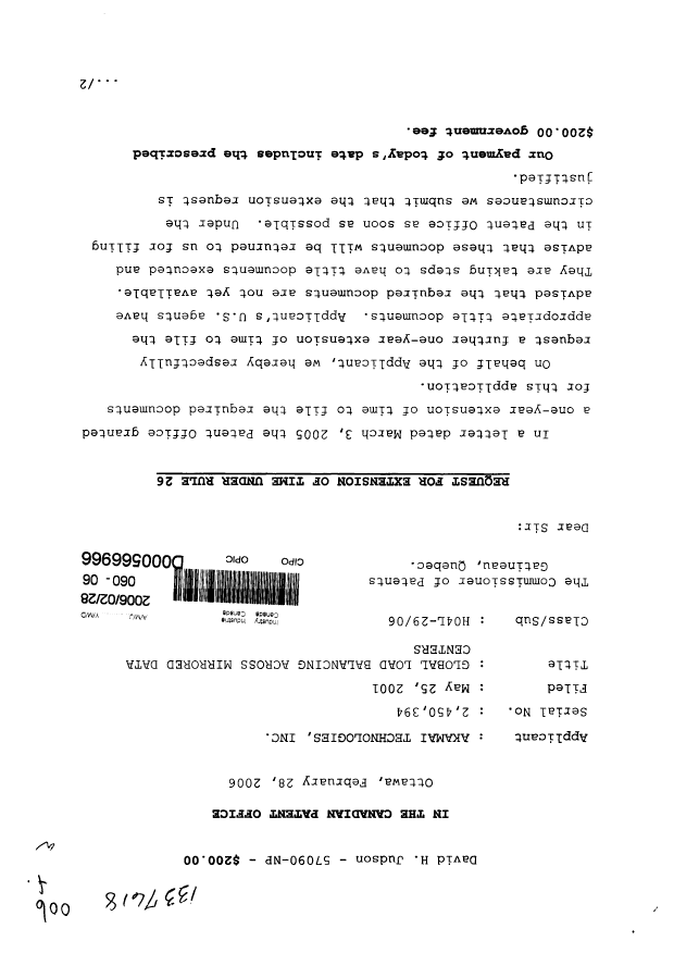 Canadian Patent Document 2450394. Correspondence 20060228. Image 1 of 2