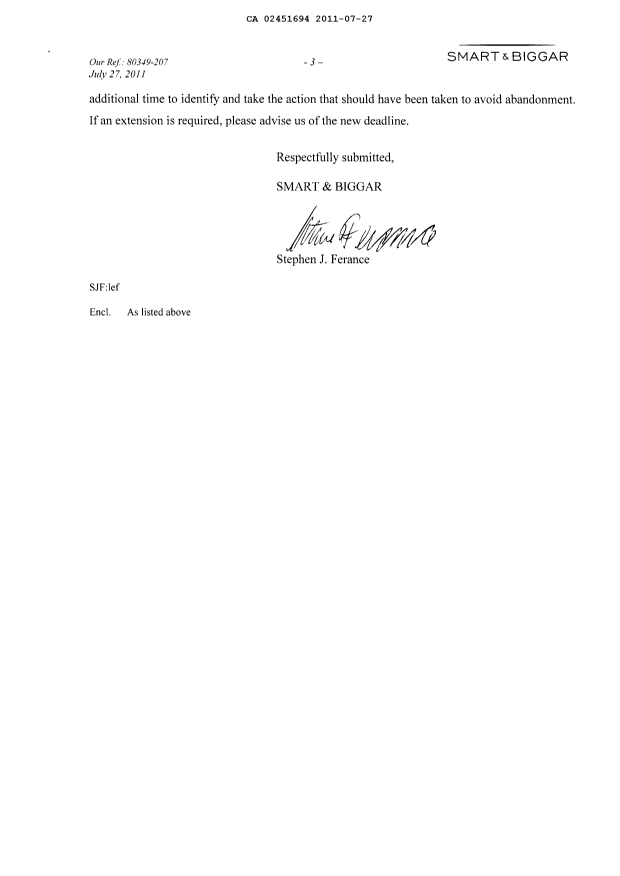 Document de brevet canadien 2451694. Poursuite-Amendment 20110727. Image 3 de 3