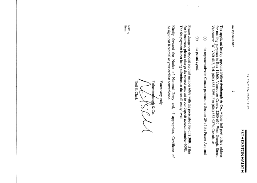 Canadian Patent Document 2451824. Assignment 20031223. Image 2 of 4
