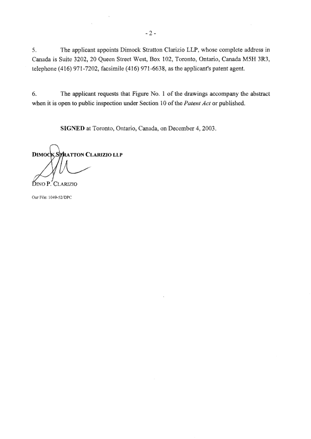 Document de brevet canadien 2452216. Cession 20031204. Image 4 de 4