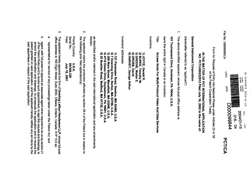 Canadian Patent Document 2453876. Assignment 20040115. Image 2 of 6