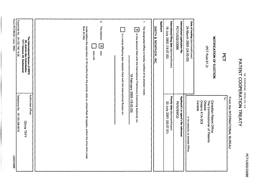 Document de brevet canadien 2454346. PCT 20040116. Image 1 de 7