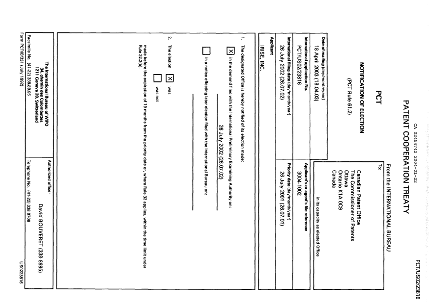 Document de brevet canadien 2454742. PCT 20040122. Image 1 de 7
