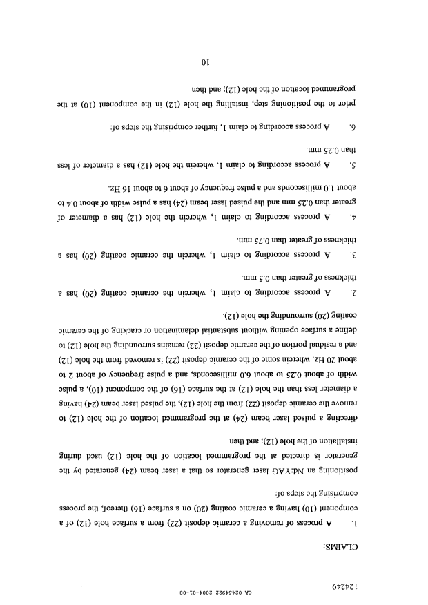 Document de brevet canadien 2454922. Revendications 20070104. Image 1 de 3