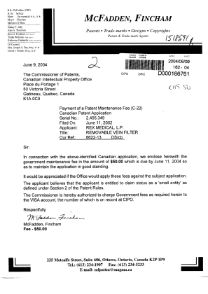 Document de brevet canadien 2455349. Taxes 20040609. Image 1 de 1