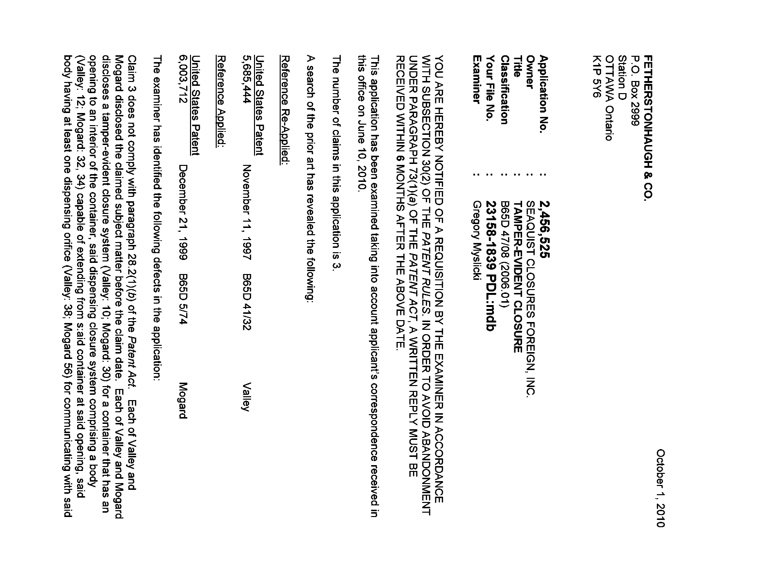 Canadian Patent Document 2456525. Prosecution-Amendment 20091201. Image 1 of 2
