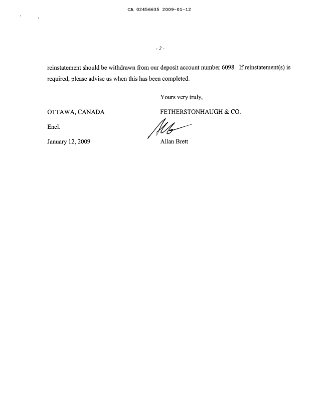 Document de brevet canadien 2456635. Poursuite-Amendment 20081212. Image 2 de 16