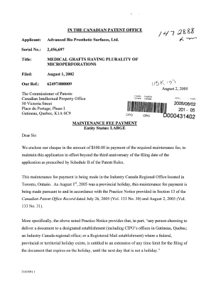 Document de brevet canadien 2456697. Taxes 20050802. Image 1 de 2