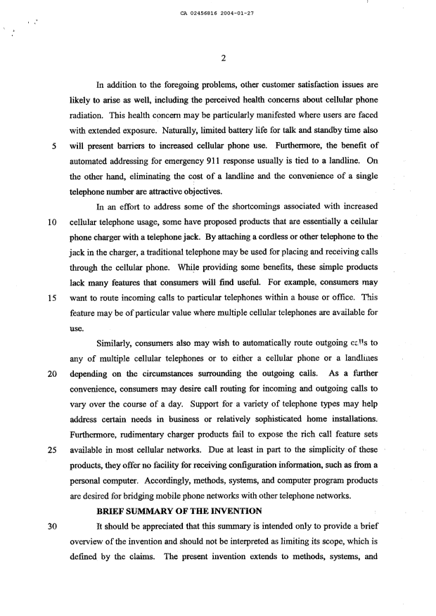 Document de brevet canadien 2456816. Description 20040127. Image 2 de 14