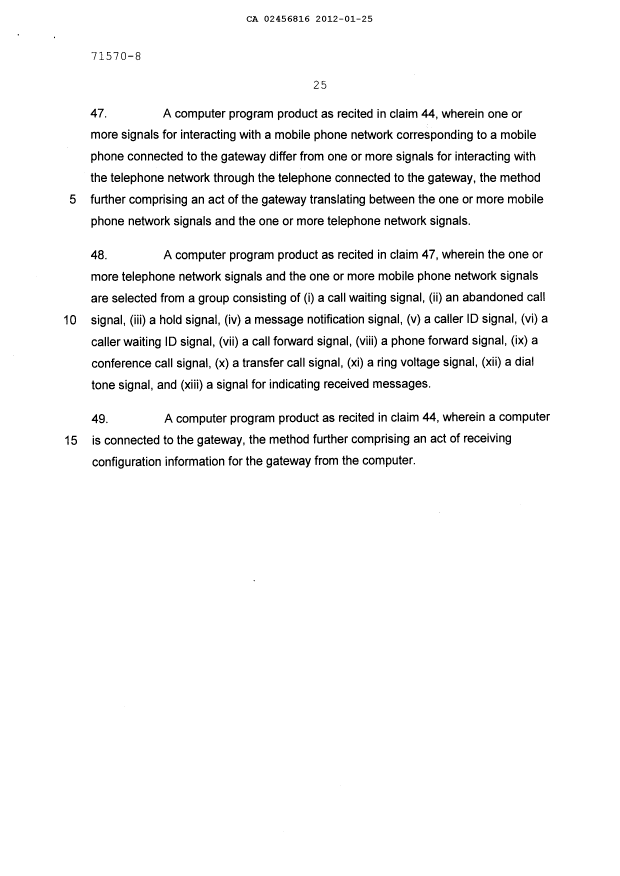 Document de brevet canadien 2456816. Poursuite-Amendment 20120125. Image 22 de 22