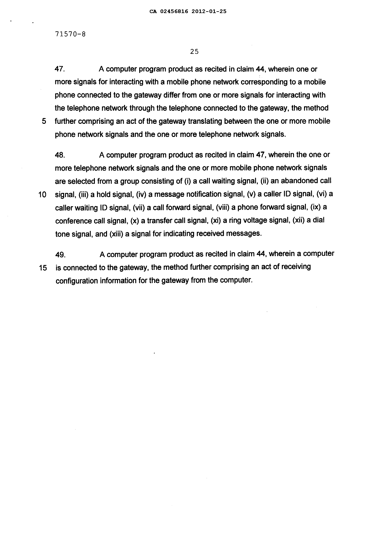 Canadian Patent Document 2456816. Prosecution-Amendment 20120125. Image 22 of 22