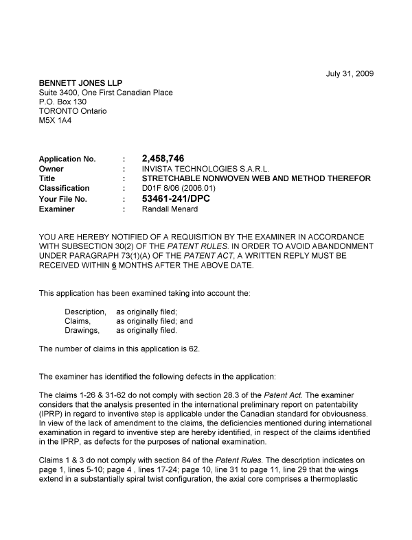 Document de brevet canadien 2458746. Poursuite-Amendment 20090731. Image 1 de 2