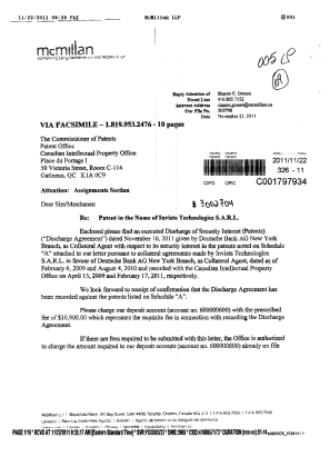 Document de brevet canadien 2458746. Cession 20111122. Image 1 de 10
