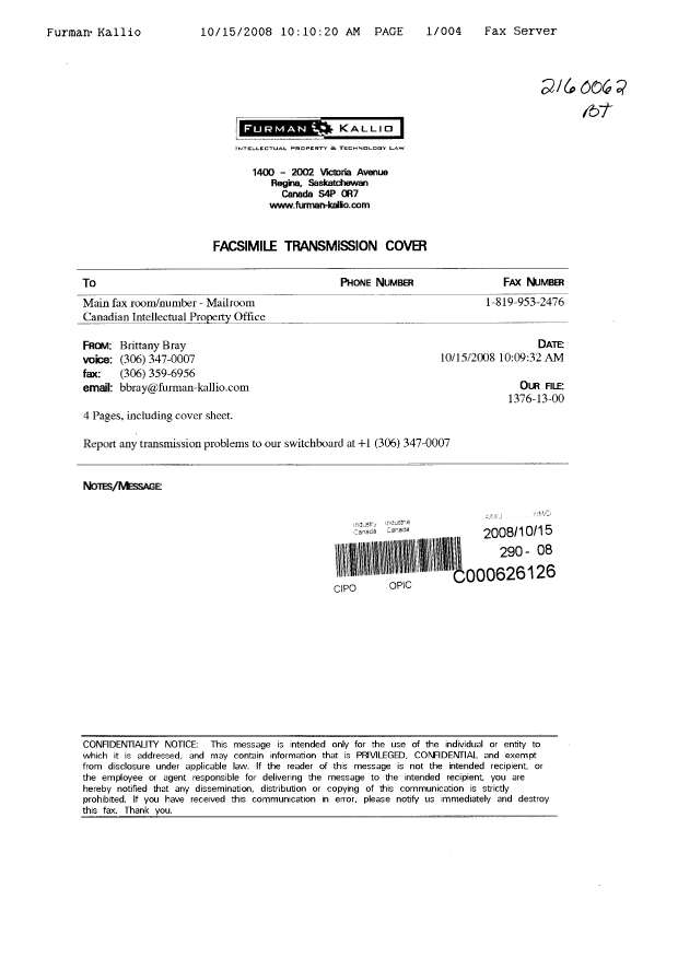 Document de brevet canadien 2459505. Taxes 20081015. Image 4 de 4