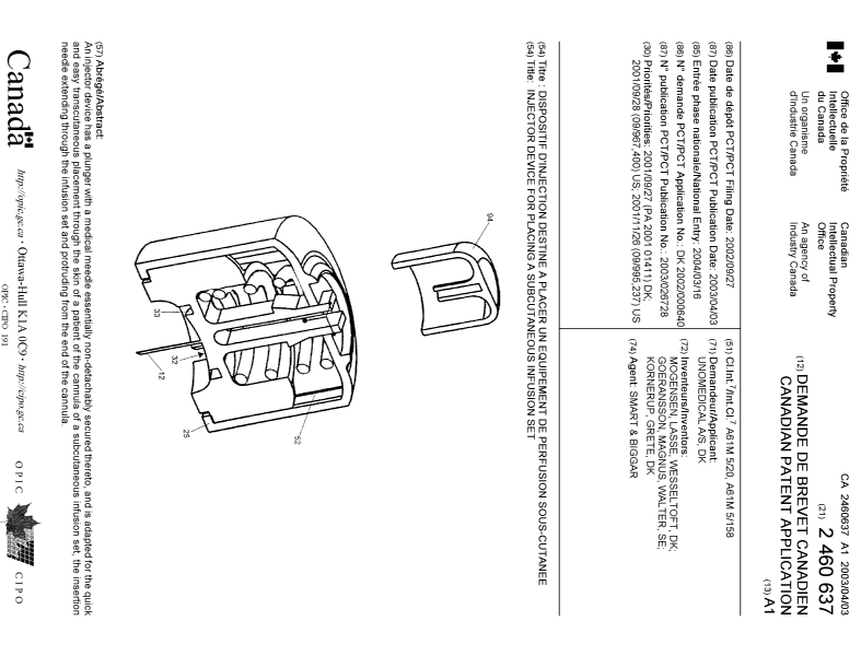 Document de brevet canadien 2460637. Page couverture 20040521. Image 1 de 1