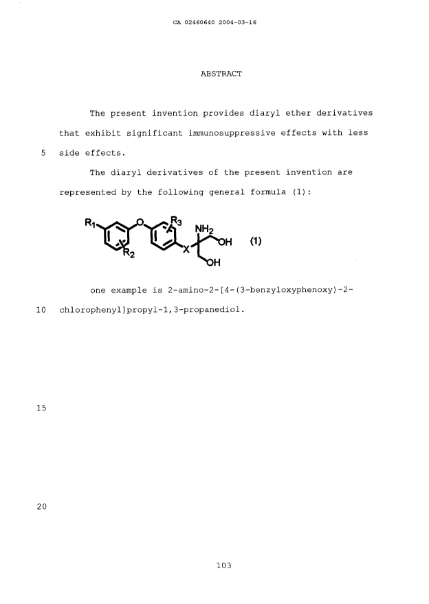 Document de brevet canadien 2460640. Abrégé 20040316. Image 1 de 1