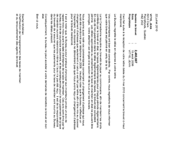 Document de brevet canadien 2460887. Correspondance 20100722. Image 1 de 2