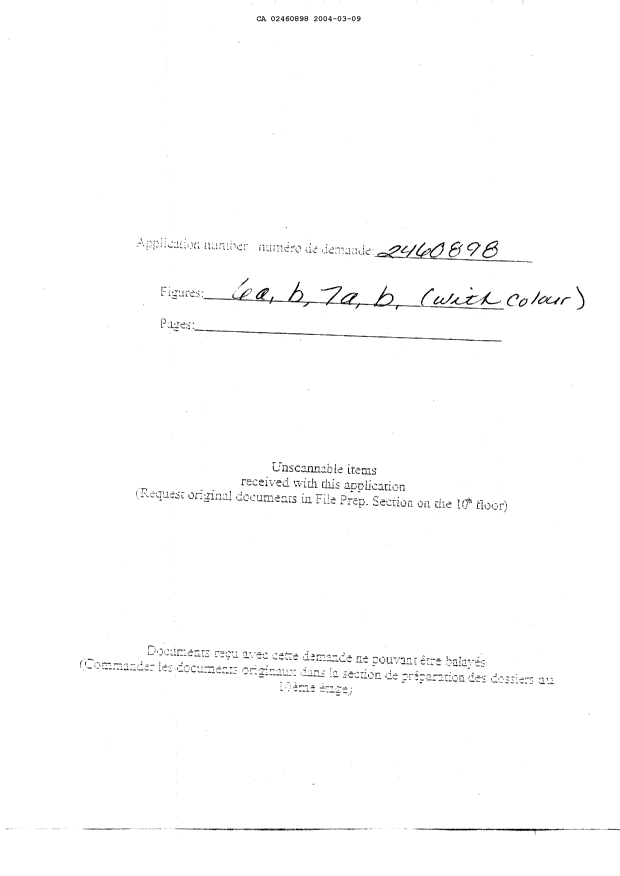 Document de brevet canadien 2460898. Dessins 20040309. Image 1 de 10