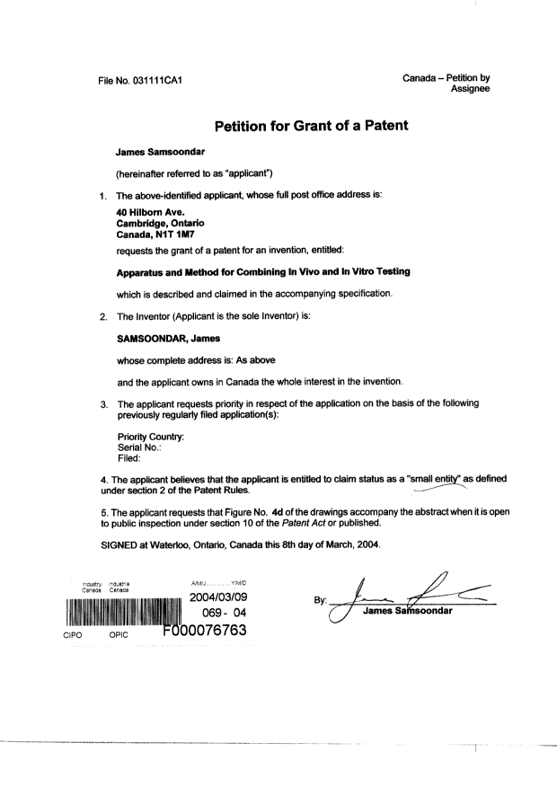 Document de brevet canadien 2460898. Cession 20040309. Image 2 de 2