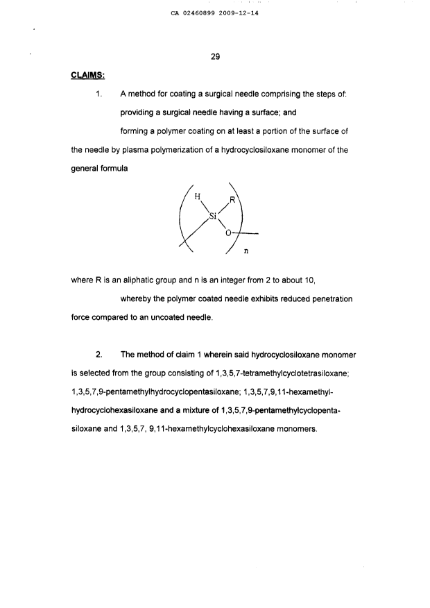 Document de brevet canadien 2460899. Revendications 20091214. Image 1 de 10