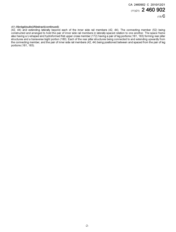 Document de brevet canadien 2460902. Page couverture 20101201. Image 2 de 2