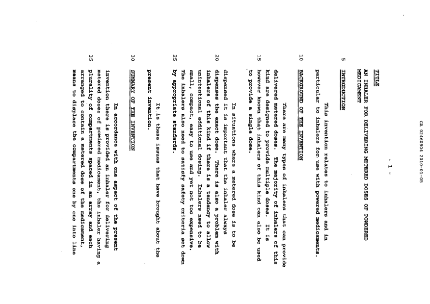 Document de brevet canadien 2460904. Description 20100105. Image 1 de 18