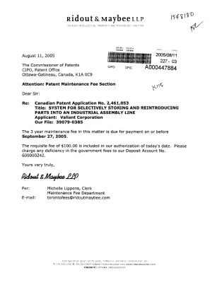 Document de brevet canadien 2461053. Taxes 20050811. Image 1 de 1