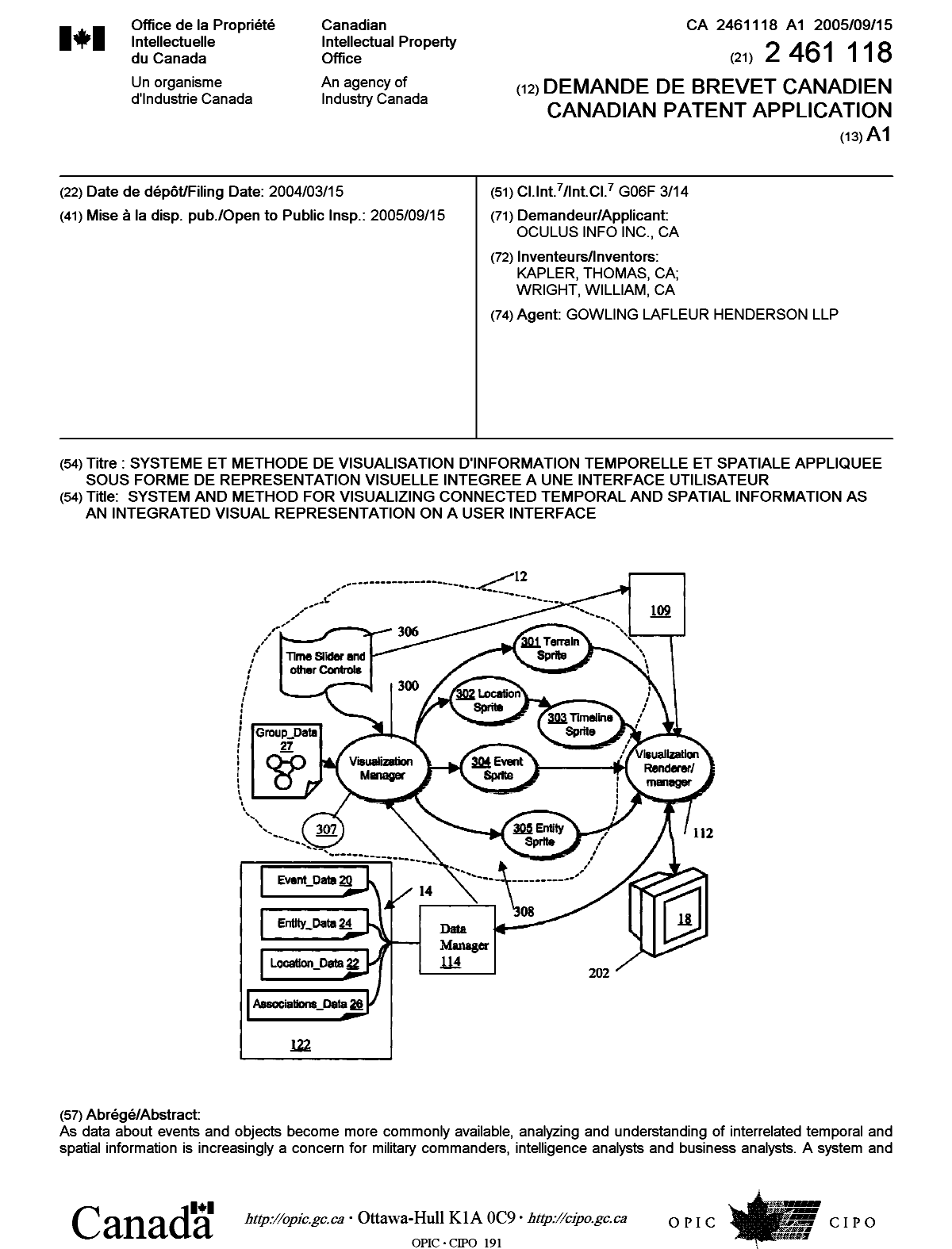 Document de brevet canadien 2461118. Page couverture 20050902. Image 1 de 2