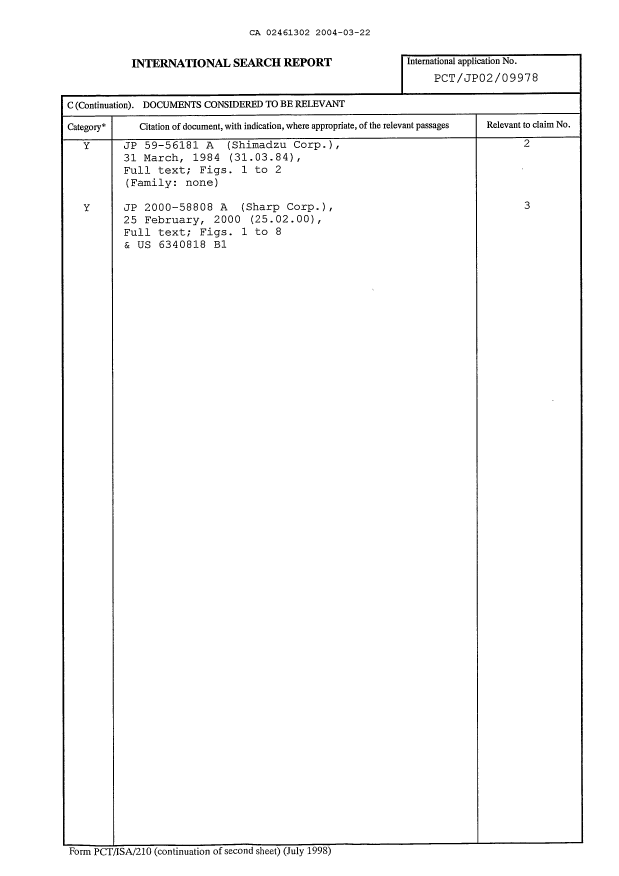 Document de brevet canadien 2461302. PCT 20040322. Image 2 de 3
