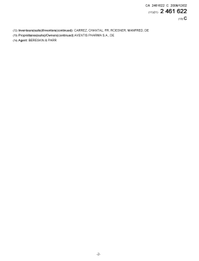 Document de brevet canadien 2461622. Page couverture 20081118. Image 2 de 2