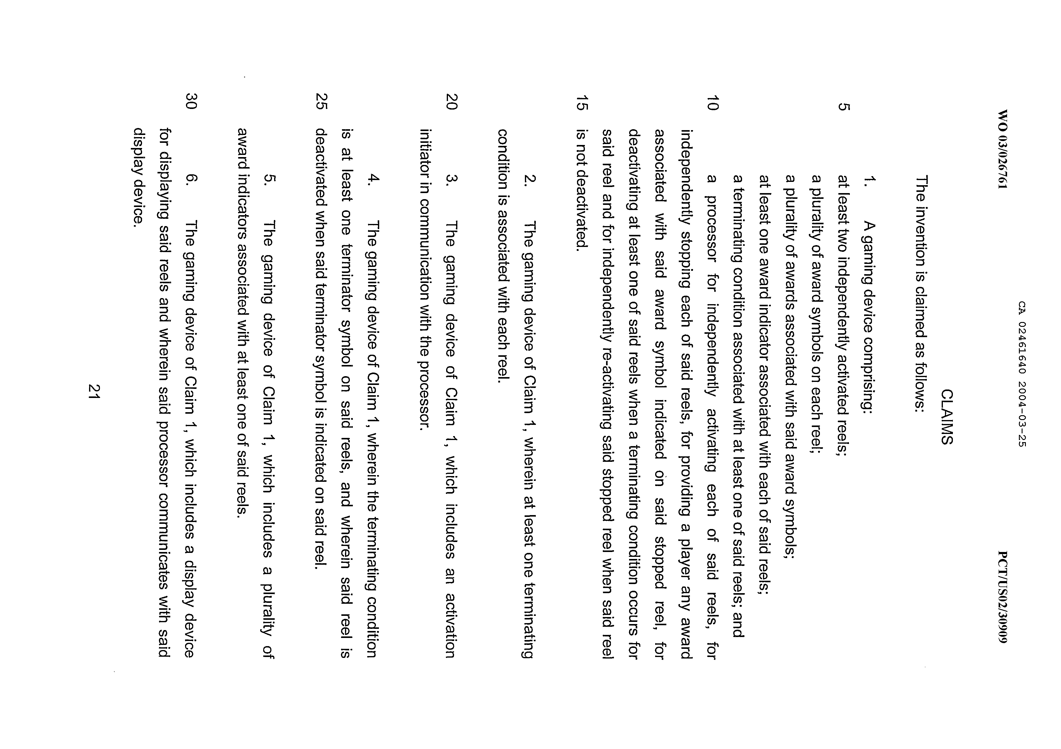 Canadian Patent Document 2461640. Claims 20031225. Image 1 of 13