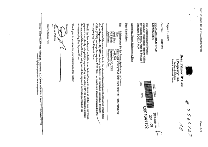 Canadian Patent Document 2461708. Fees 20090914. Image 1 of 2