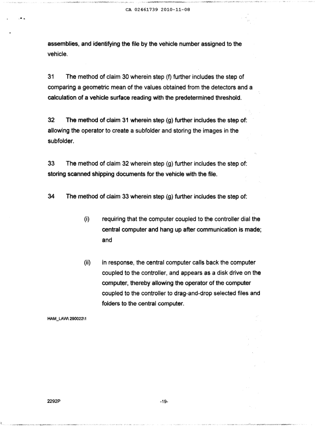 Document de brevet canadien 2461739. Poursuite-Amendment 20101108. Image 17 de 17