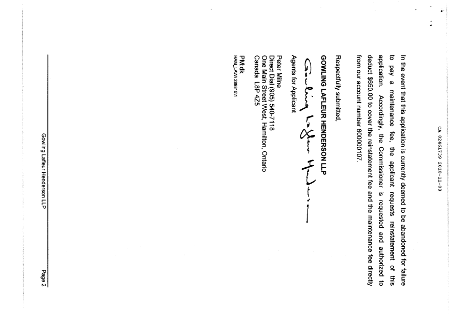 Canadian Patent Document 2461739. Prosecution-Amendment 20101108. Image 2 of 17