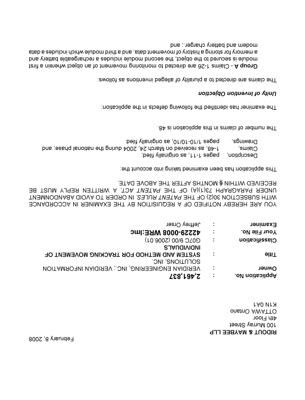 Canadian Patent Document 2461837. Prosecution-Amendment 20080208. Image 1 of 2