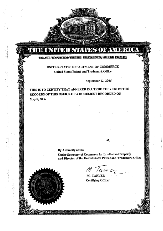 Document de brevet canadien 2461878. Cession 20061115. Image 2 de 12