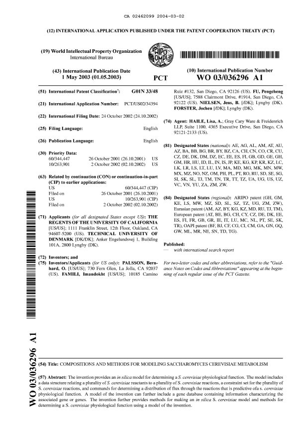 Document de brevet canadien 2462099. Abrégé 20040302. Image 1 de 1