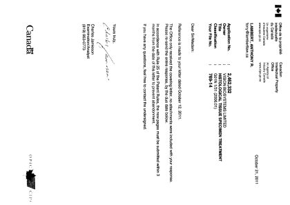 Canadian Patent Document 2462332. Prosecution-Amendment 20111021. Image 1 of 1
