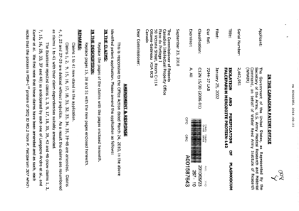 Document de brevet canadien 2462951. Poursuite-Amendment 20091223. Image 1 de 15