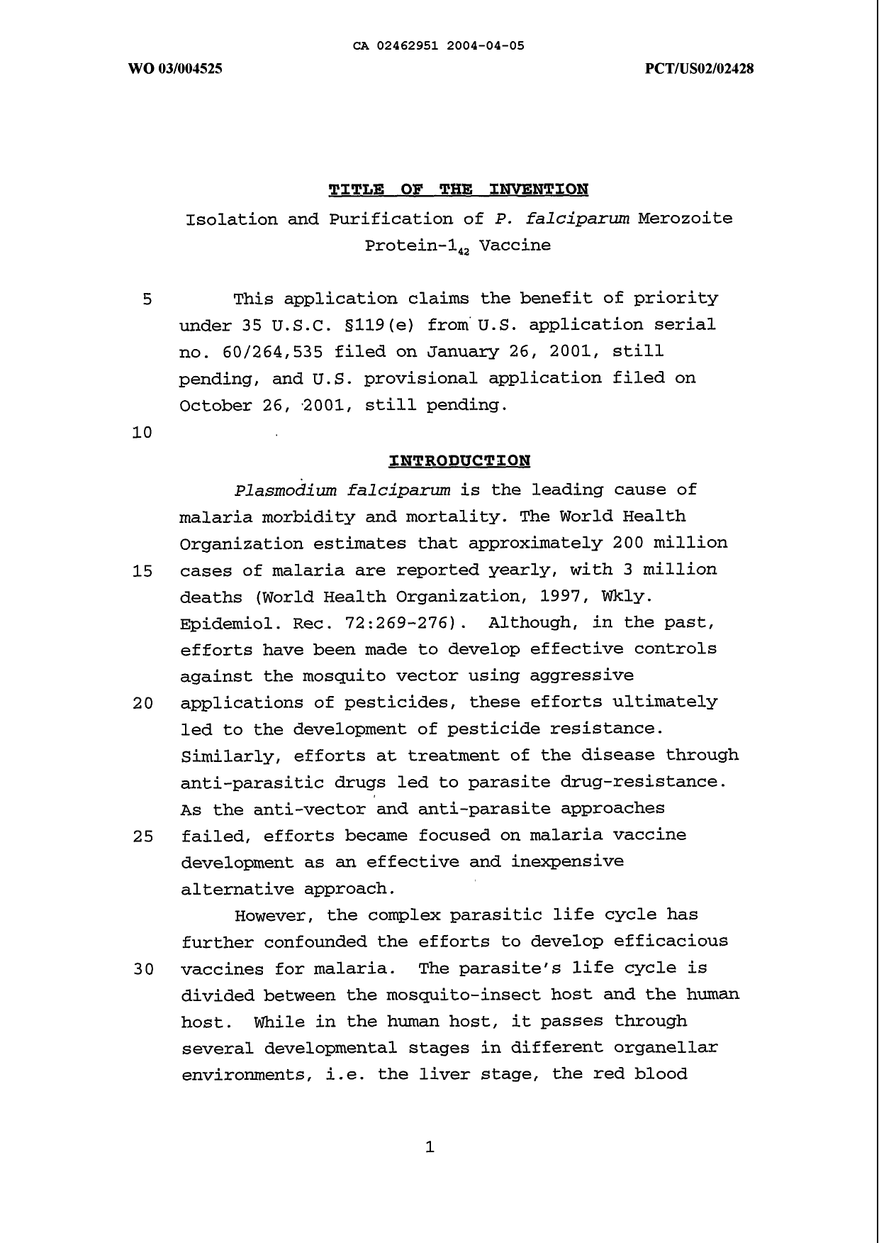 Canadian Patent Document 2462951. Description 20111207. Image 1 of 94