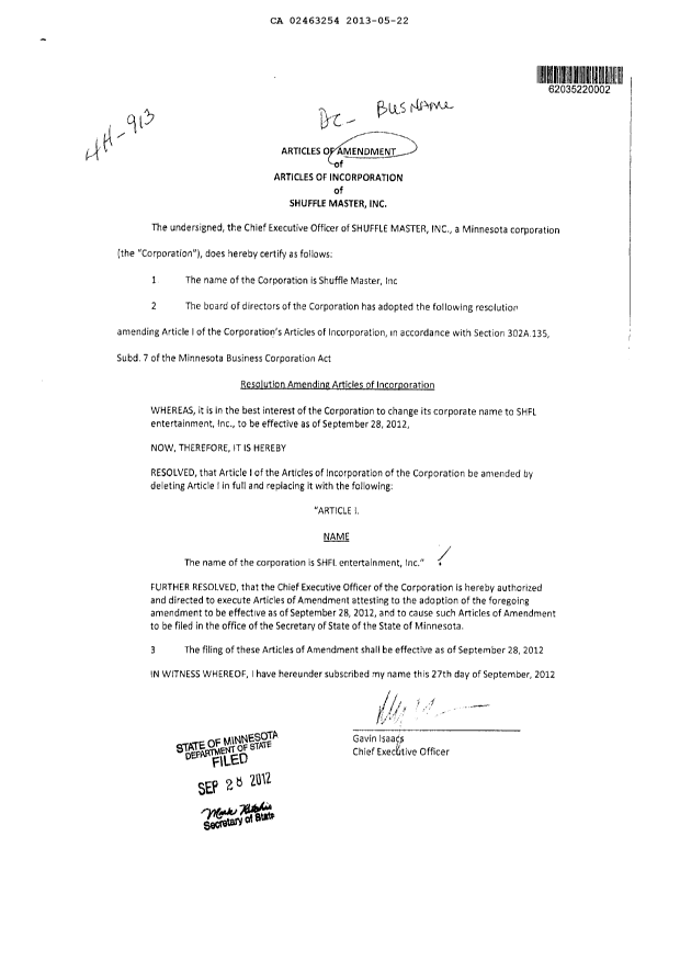 Canadian Patent Document 2463254. Assignment 20130522. Image 2 of 3