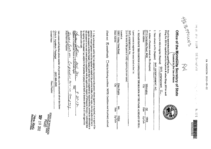 Canadian Patent Document 2463254. Assignment 20130522. Image 3 of 3