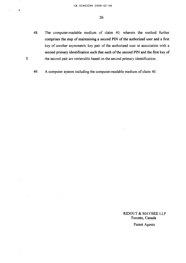 Document de brevet canadien 2463286. Revendications 20080204. Image 6 de 6