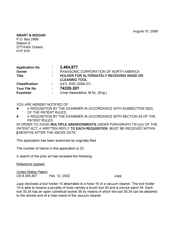 Document de brevet canadien 2464577. Poursuite-Amendment 20060815. Image 1 de 2