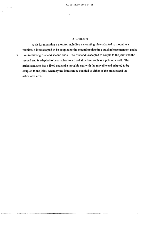 Document de brevet canadien 2464818. Abrégé 20040421. Image 1 de 1