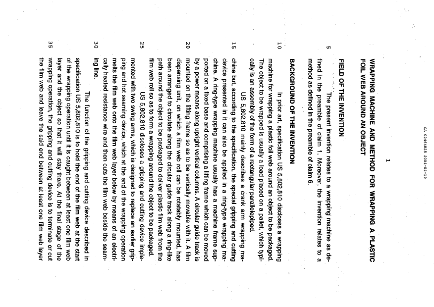 Canadian Patent Document 2464825. Description 20040419. Image 1 of 12